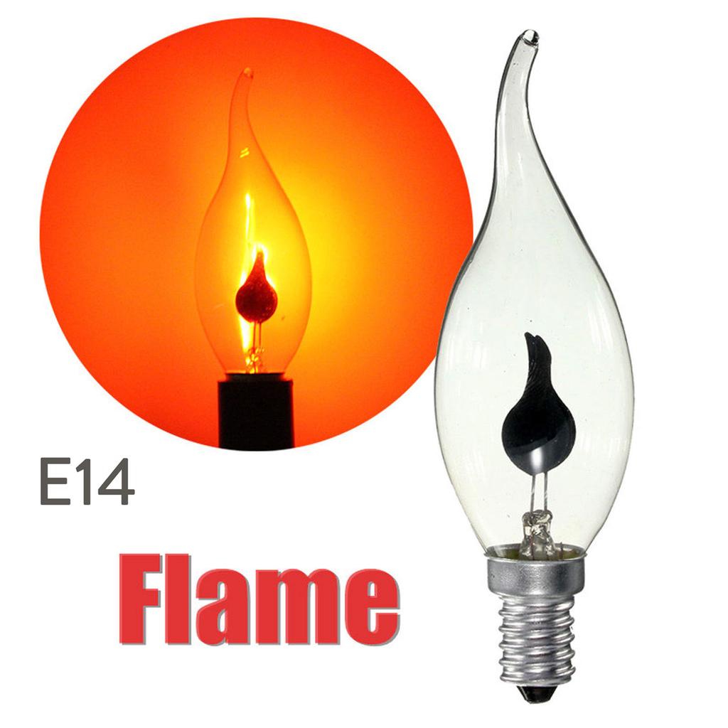 E14 E27 3W Filament Candle Flicker Light Bulb Fire Flame Retro Christmas Decor