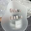 HANDMADE Artificial Nail Short Silver-edged Caramel Cat Eye Phototherapy Nails Fake Nails Reusable and Removable Nails
