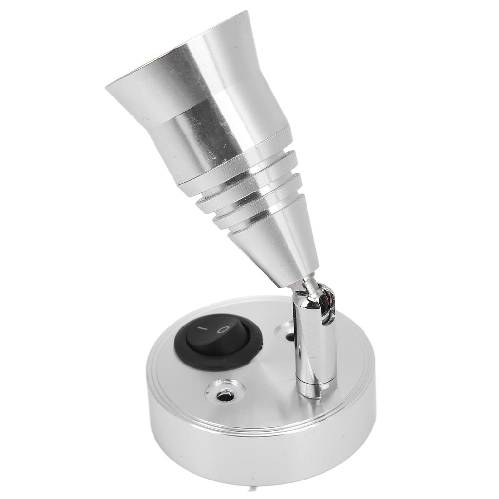 Светодиодный светильник для чтения в доме на колесах 12 В 3 Вт Гибкий интерьер с выключателем для грузовика, прицепа, лодки, яхты, каравана Серебристый корпус Теплый белый