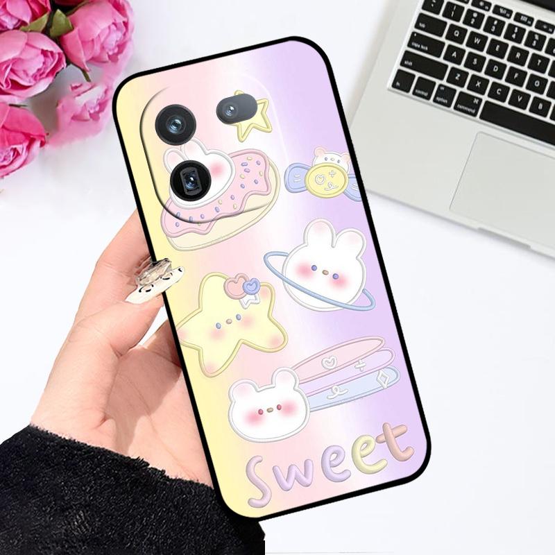 Чехол для iQOO 12 Pro 5G Милый Мультяшный Модный Ударопрочный Мягкий Силикон ТПУ Бампер Чехол для Телефона Vivo iQOO 12 Телефон Fundas Сумки