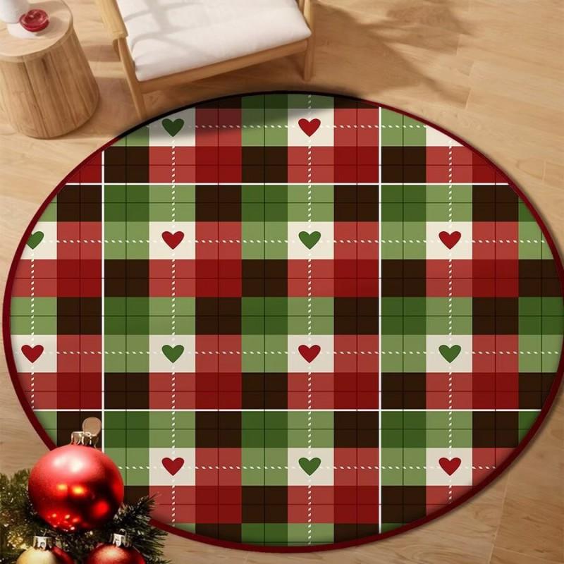Christmas Tree Skirt Round Area Rug Soft Plush Floor Mat Living Room Bedroom Decor