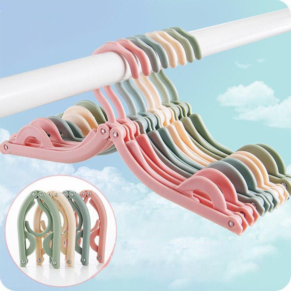 10PCS Foldable Plastic Hooks - Space Saving Travel Clothes Hanger for Wardrobe