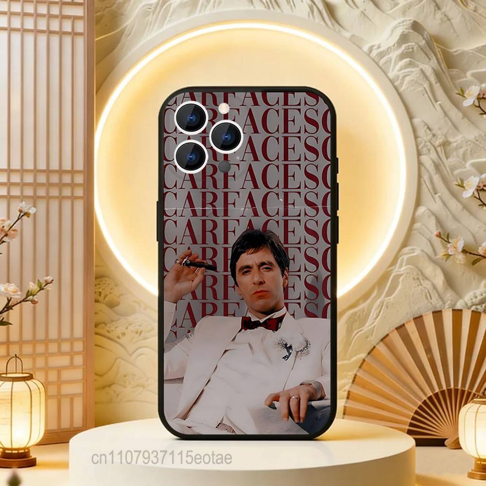 Чехол для телефона S-Scarfaces Tony Montana для iPhone 17,16,15,14,13,12,11,Pro,Max,Plus,E,Air,Mini Защитный Черный Чехол