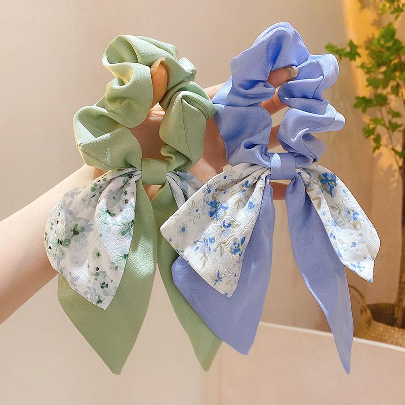 Broken Flower Bowknot Large Intestine Hair Ring Female Tie Hair Headstring Hair Band Small Scarf Ribbon Headwear
