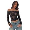 Women S Elegant Lace Long Sleeve Slim Fit Off Shoulder Top
