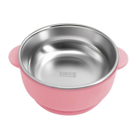 Детская миска для кормления, двухслойная миска для риса из нержавеющей стали с присоской, суповая миска без бисфенола А, контейнеры для еды с двойной ручкой