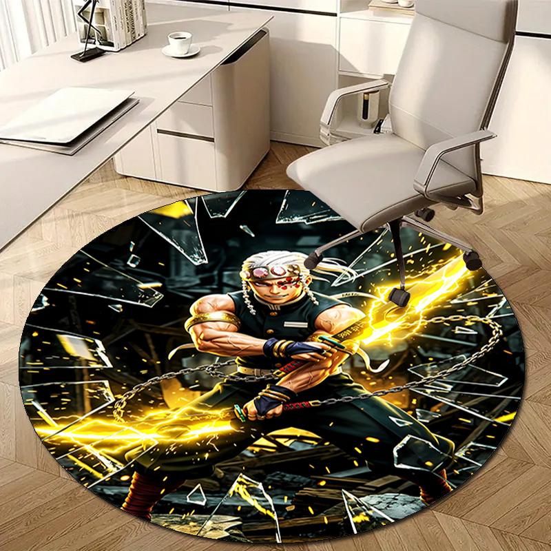 1pc Uzui Tengen Print Round Carpet Chair Round Carpet Suitable for Bedroom Living Room Home Decorative Carpet