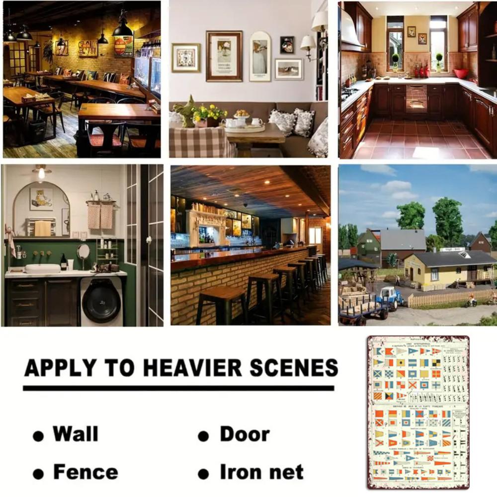 Vintage Naval Signal Flags Metal Tin Sign, International Code Classic Wall Art, Retro Farmhouse Iron Poster for Living Room