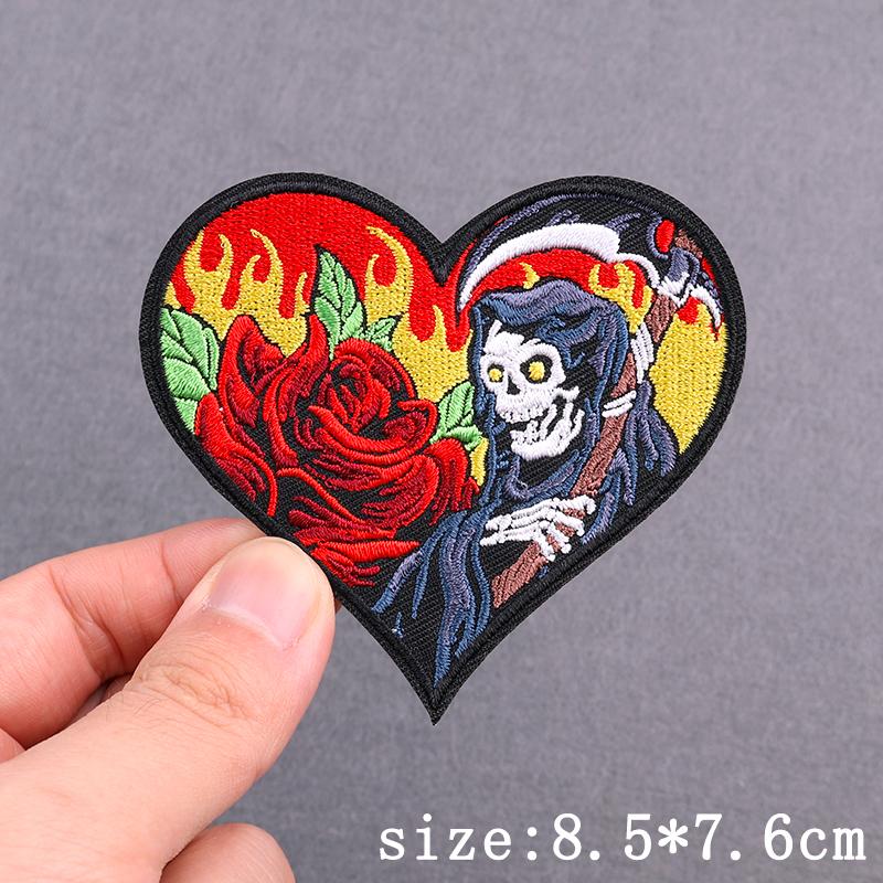Нашивки с вышивкой в виде черепа в стиле панк на одежде, хип-хоп, сексуальные, термоклеящиеся, нашивки с надписью «Любовь» для декора одежды