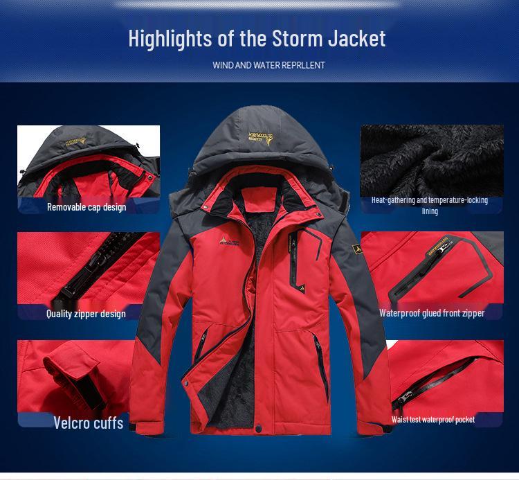 Унисекс зимняя куртка для катания на лыжах и езды на велосипеде большого размера с флисовой подкладкой и плотным хлопковым наполнителем