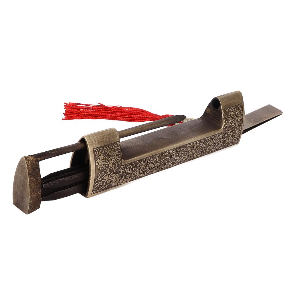 Китайский старинный замок Ретро Расстояние 9см/3,5дюйма Классический узор Латунный горизонтальный навесной замок для подарка