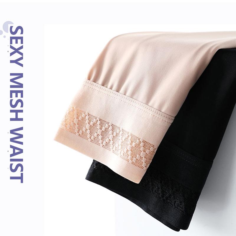 Flarixa Ice Silk Plus Size Lace Safety Shorts Seamless Mid Waist Thin Women's Summer Shorts Breathable Silk Crotch Boxer Women