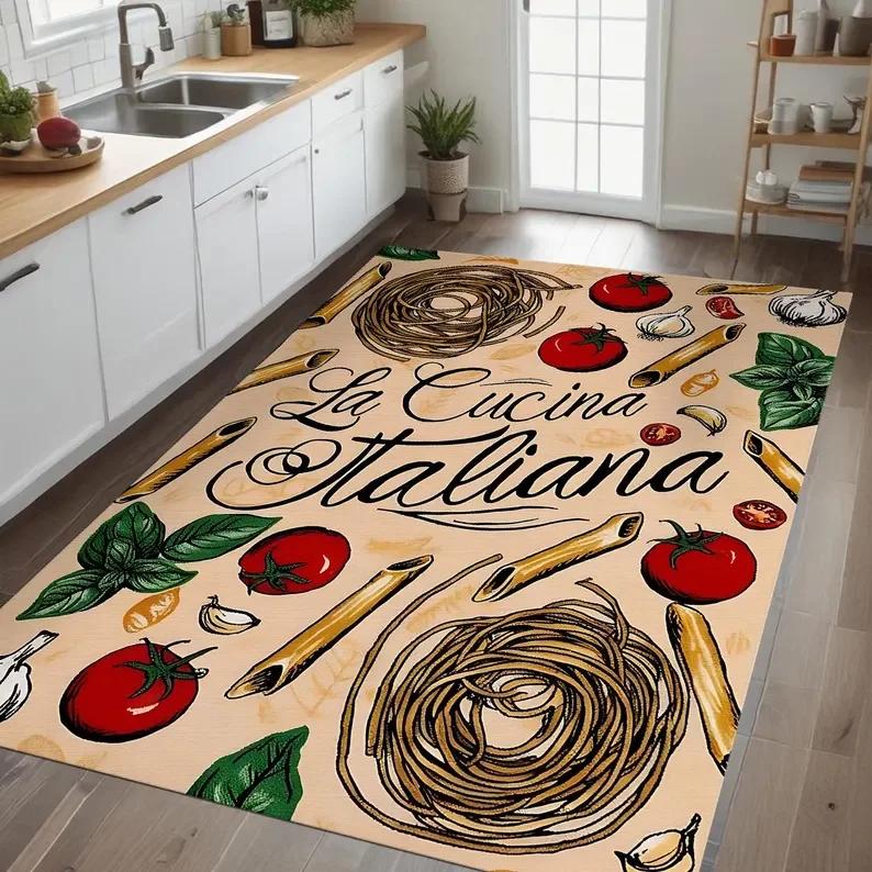 Кухонный коврик La Cucina Italiana Дизайн с пастой и помидорами Гостиная Спальня Домашний Декор Ковер