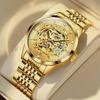 OLEVS 9920 Роскошные мужские часы с золотым полым циферблатом, автоматические механические наручные часы, водонепроницаемые светящиеся часы для мужчин, модные