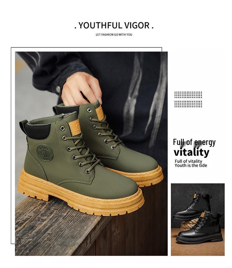 Большие желтые мужские водонепроницаемые ботинки Мартина большого размера - Осенне-зимние нескользящие защитные рабочие и походные ботинки