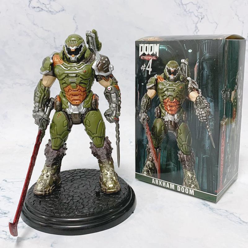 21см Фигурка Коллекционная Модель Статуэтка Doom Slayer Eternal Аниме Охотник на Разрушение Акам Фигурка Настольное Украшение Игрушка из ПВХ Подарок