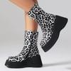 Women Leopard Platform Ankle Boots Fashion Wedges High Heels Shoes Winter 2025 Trend Designer New Pumps Goth Chelsea Botas Mujer