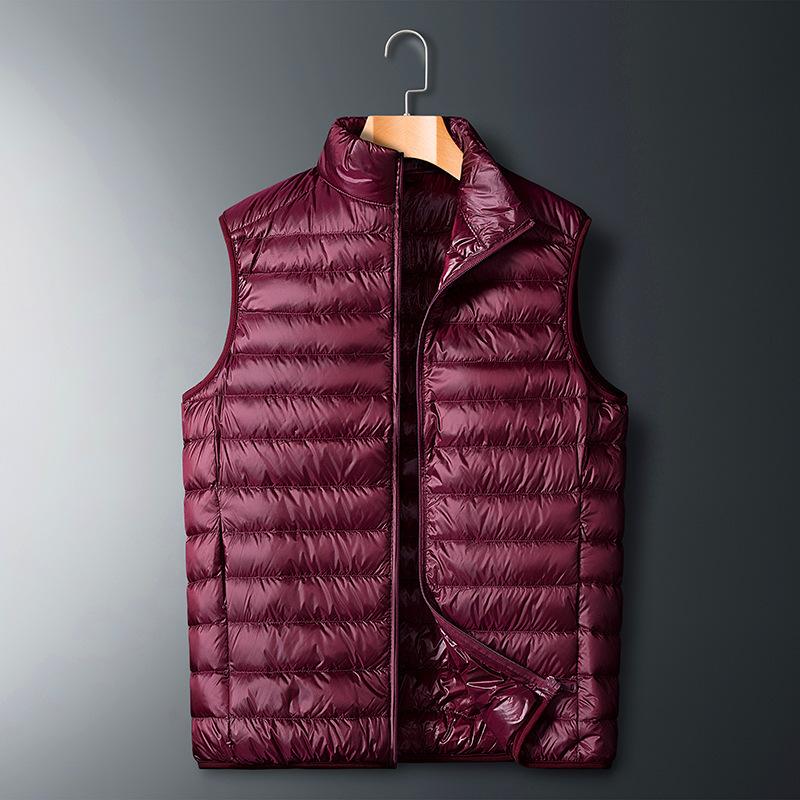 New Autumn Korean Style Men's Down Jacket Solid Color Short Vest Youth Popular Stand Collar Casual Jacket