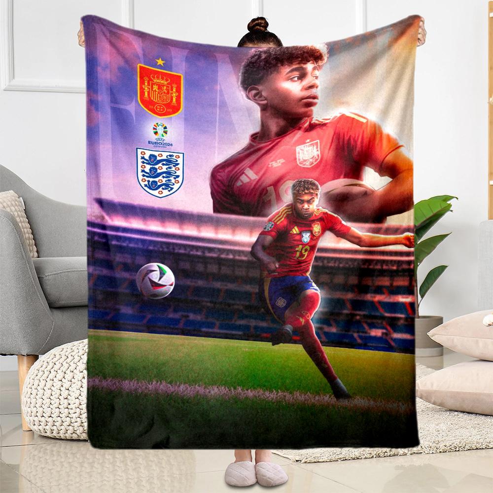 Lamine Yamal's Championship Celebration Blanket Durable Comfort Perfect for Office Sofa Seaside Four Seasons Multipurpose Warmthful Decor