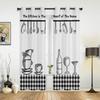 Kitchen Utensils Plaid Black White Curtains for Bedroom Living Room Drapes Kitchen Kid's Room Window Curtain Modern Home Decor
