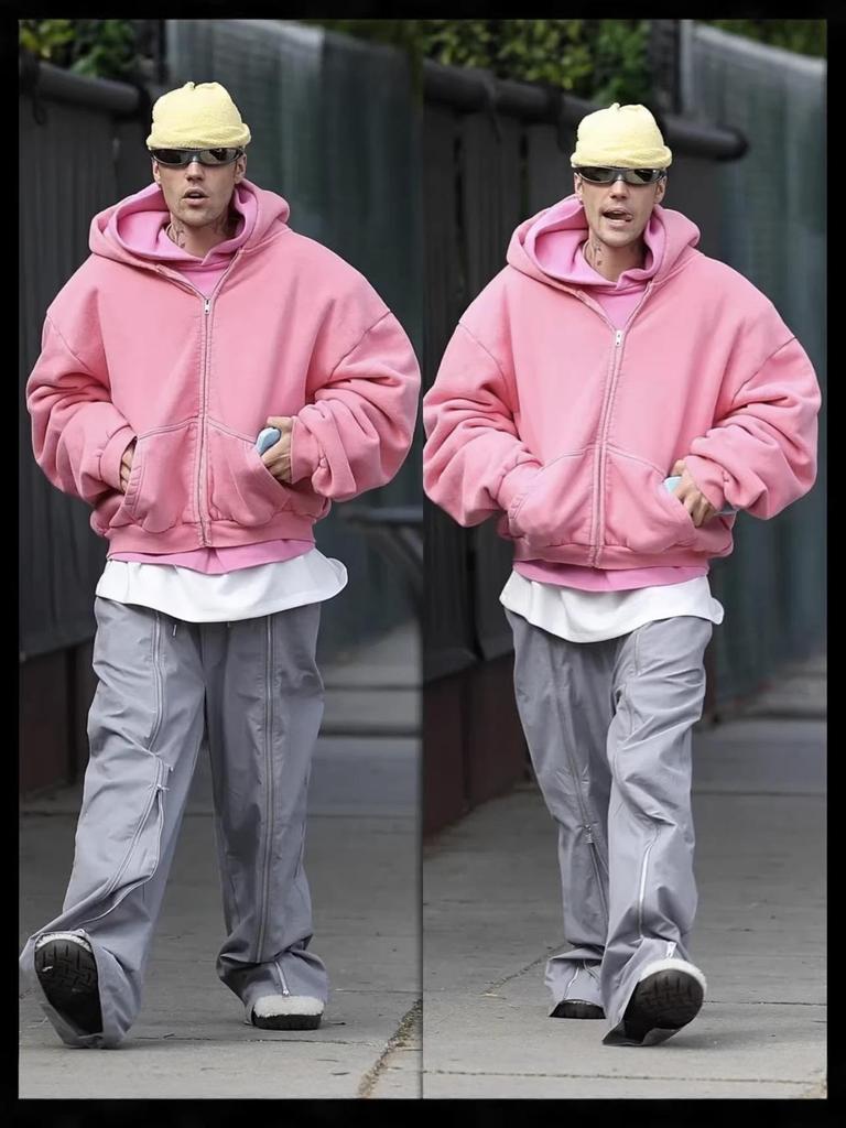 SKYLRK 2025SS Solid Color Distressed Fleece-Lined Hooded Cardigan - Bieber Style