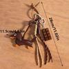 Vintage Leather Dachshund Puppy Braided Rope Pendant Keyring Chocolate Keychain Women Bag Charms Key Holder Gifts