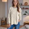 Autumn and Winter New Women's Knitted Sweater Sweater Round Neck Casual Splicing Thick Pullover 3597 EMA