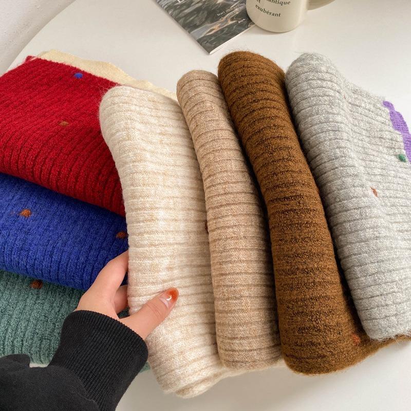Girls' New Winter Versatile Student Gift Warm Scarf with Wool Knitted Wool Scarf