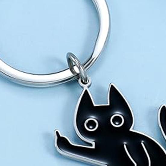 Брелок с подвеской в виде кошки для женщин и мужчин, любителей кошек, классный черный брелок с кошачьими вещами, автомобильные ключи, кошелек, подарок для дружбы