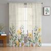 Маргаритки, бабочки, кусты, прозрачные шторы для украшения гостиной, оконные занавески для кухни, тюль, вуаль, органза, шторы
