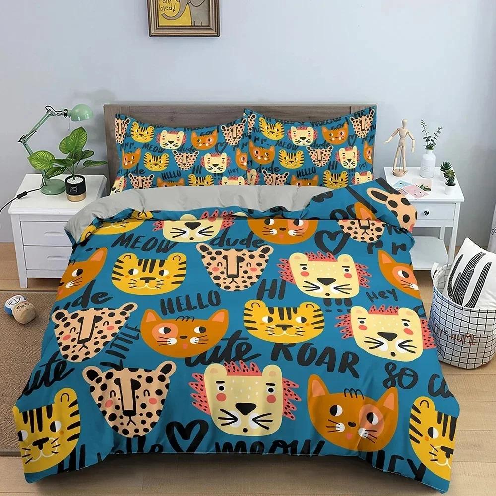 Cartoon Animal Duvet Cover Luxury Soft Bedding Set For Children Bedroom Quilt Comforter Cover King Twin Home Decor