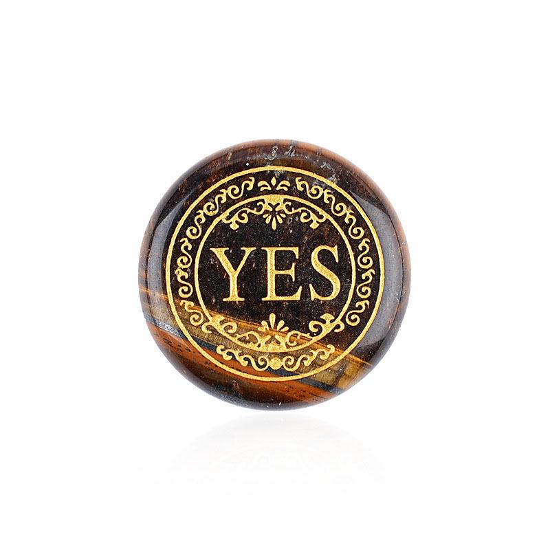 25mm Double-Sided Engraved Cross Semi-Precious Crystal Decision Stone for Board Games