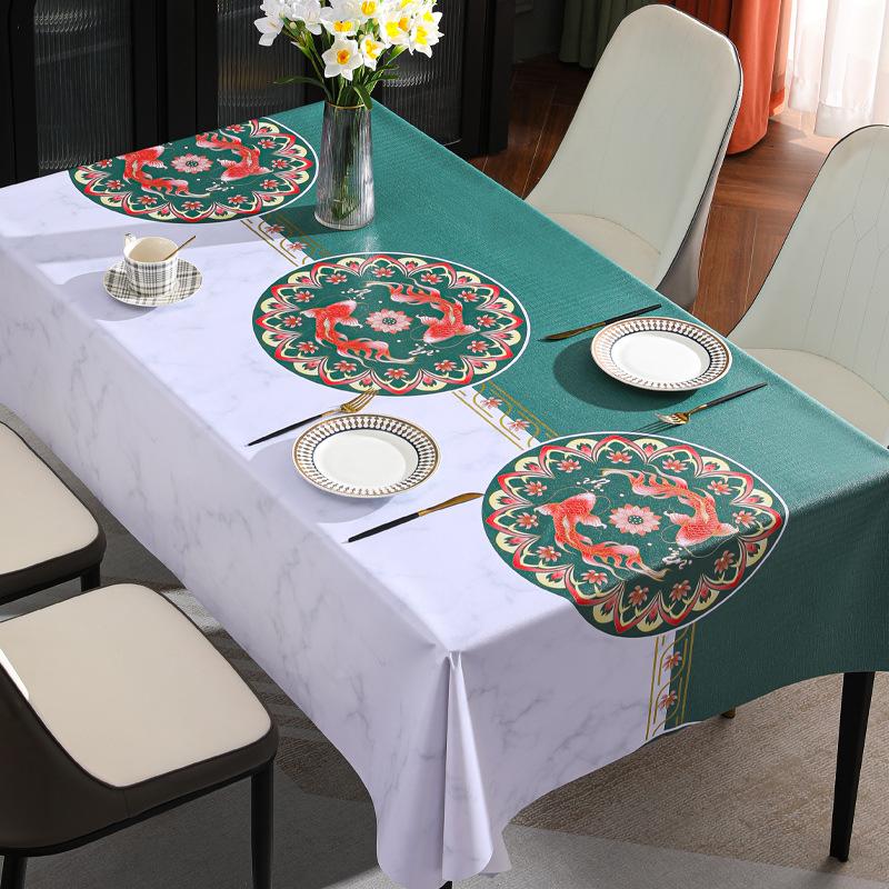 Скатерть в скандинавском стиле, водонепроницаемая и маслостойкая скатерть из ПВХ, прямоугольная скатерть Chazhhuo с простым узором и цветком, уличная походная ткань