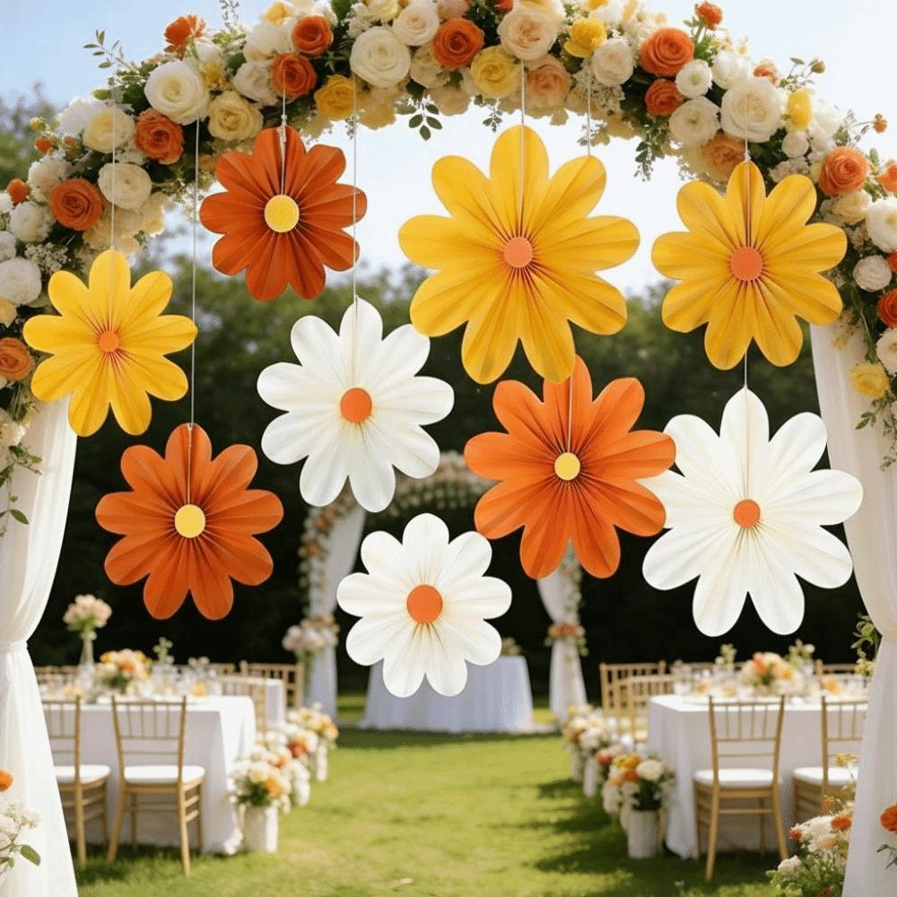 9Pcs/Set Hanging Ornaments Artificial Paper Flowers Decorative Birthday Decor Supplies