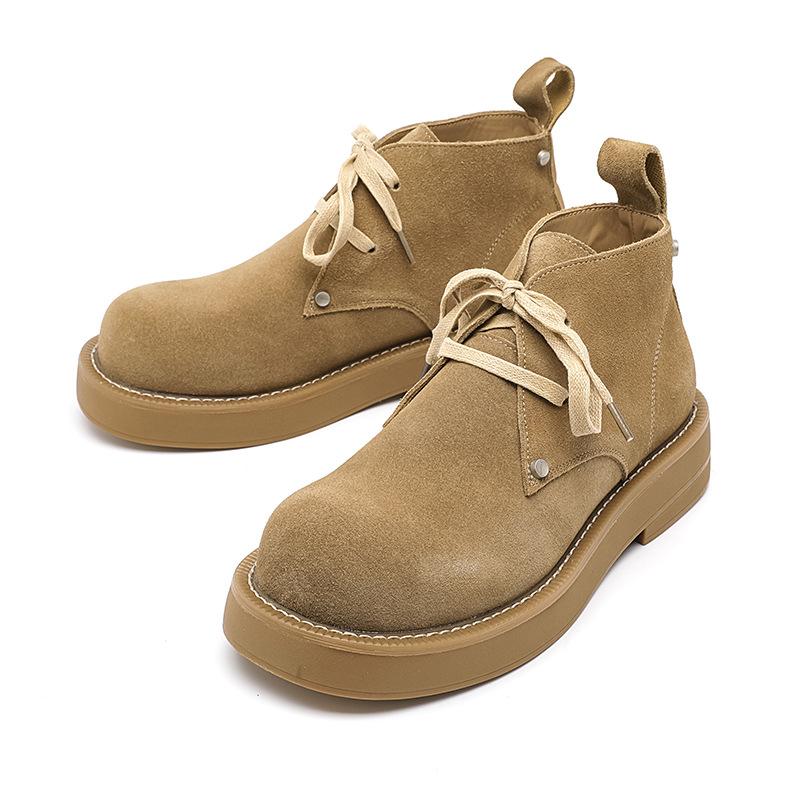 Туфли дерби с большой головой Мужские модные туфли с круглым носком Винтажные ботинки Мартина Рабочие ботинки Высокие дезерты 4729-R