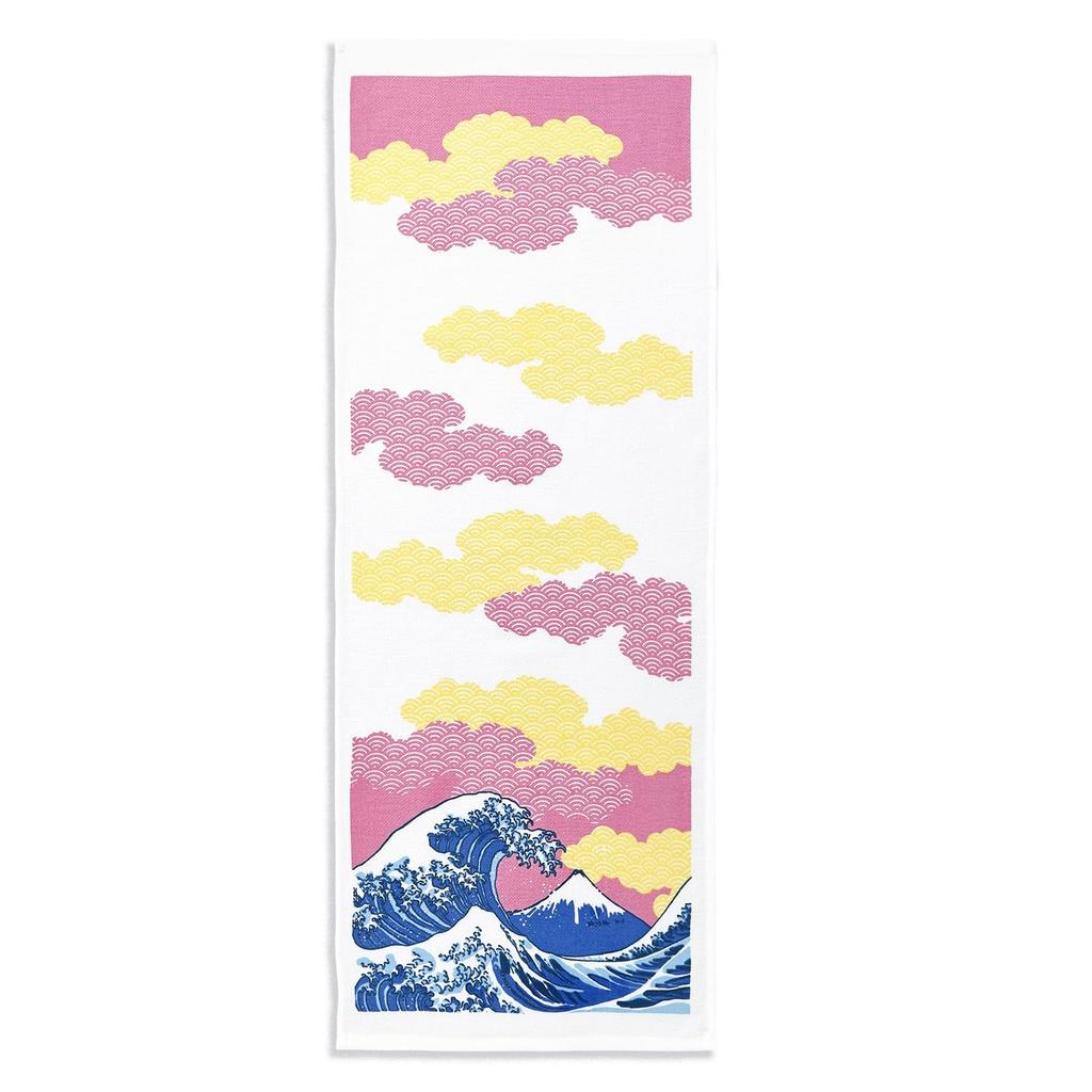 Towel Tenugui 34 x Museum, Japanese-Made Towel, Ofurobi, Shonan, Pink, 100% Cotton, Approx. 90cm, 23-5172090