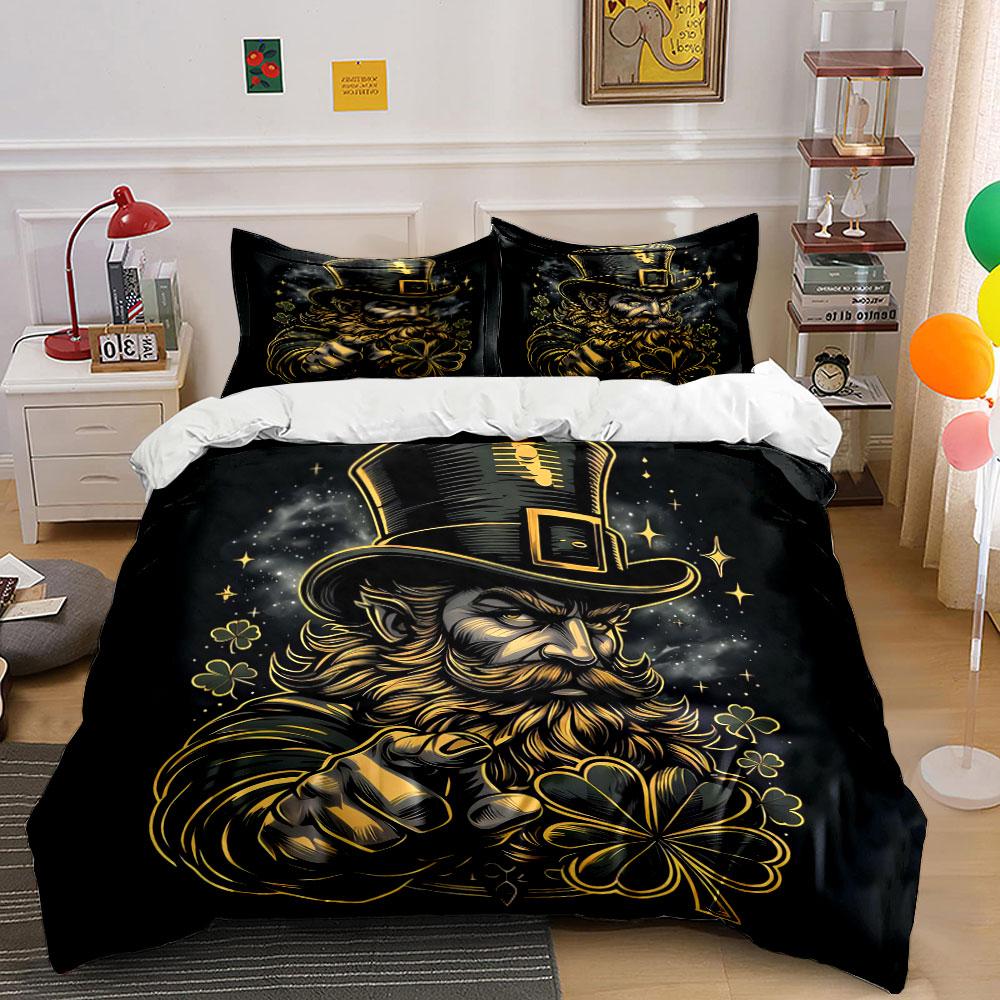 "Lucky Clover Decor Set" Bedding Set with 1 Duvet Cover 2 Pillowcases Single Double King Queen, Gift