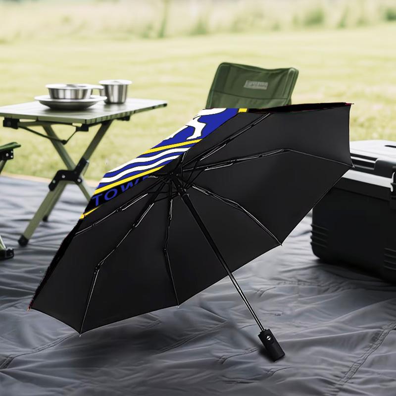 1PC Town Football Club Crest Printed Umbrella Folding umbrella, automatic umbrella 8-Frame for Travel, camping Fan gifts Christmas Gifts