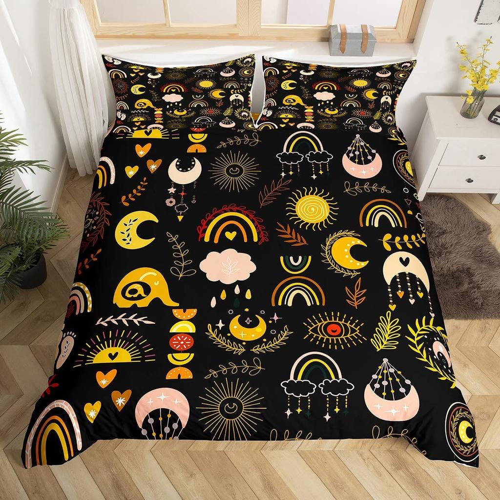 Радужный пододеяльник, комплект постельного белья с изображением сердечек и любви, микрофибра, разноцветный радужно-облачный пододеяльник, двуспальный, для детей и девочек