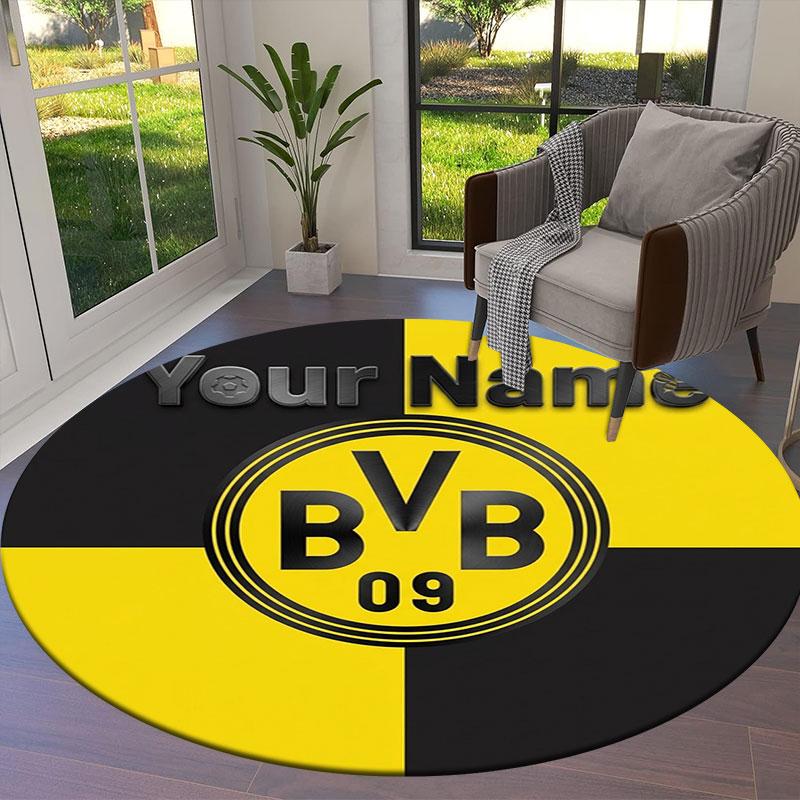 Borussia Custom Name Round Area Rug,Carpet Rug for Living Room Bedroom Sofa Playroom Decor,Non-slip Floor Mat