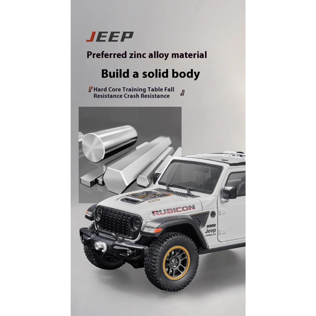 1/18 Jeep Wrangler Rubicon Кабриолет Внедорожник Внедорожник Сплав Литье под давлением Модель автомобиля Звук и свет Детские игрушки Подарки на день рождения