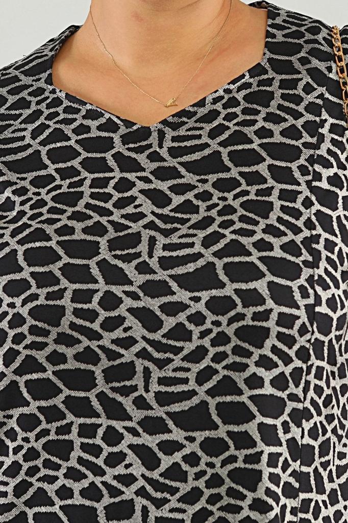 Женское платье больших размеров Платье миди больших размеров Темно-синее в горошек и с леопардовым узором