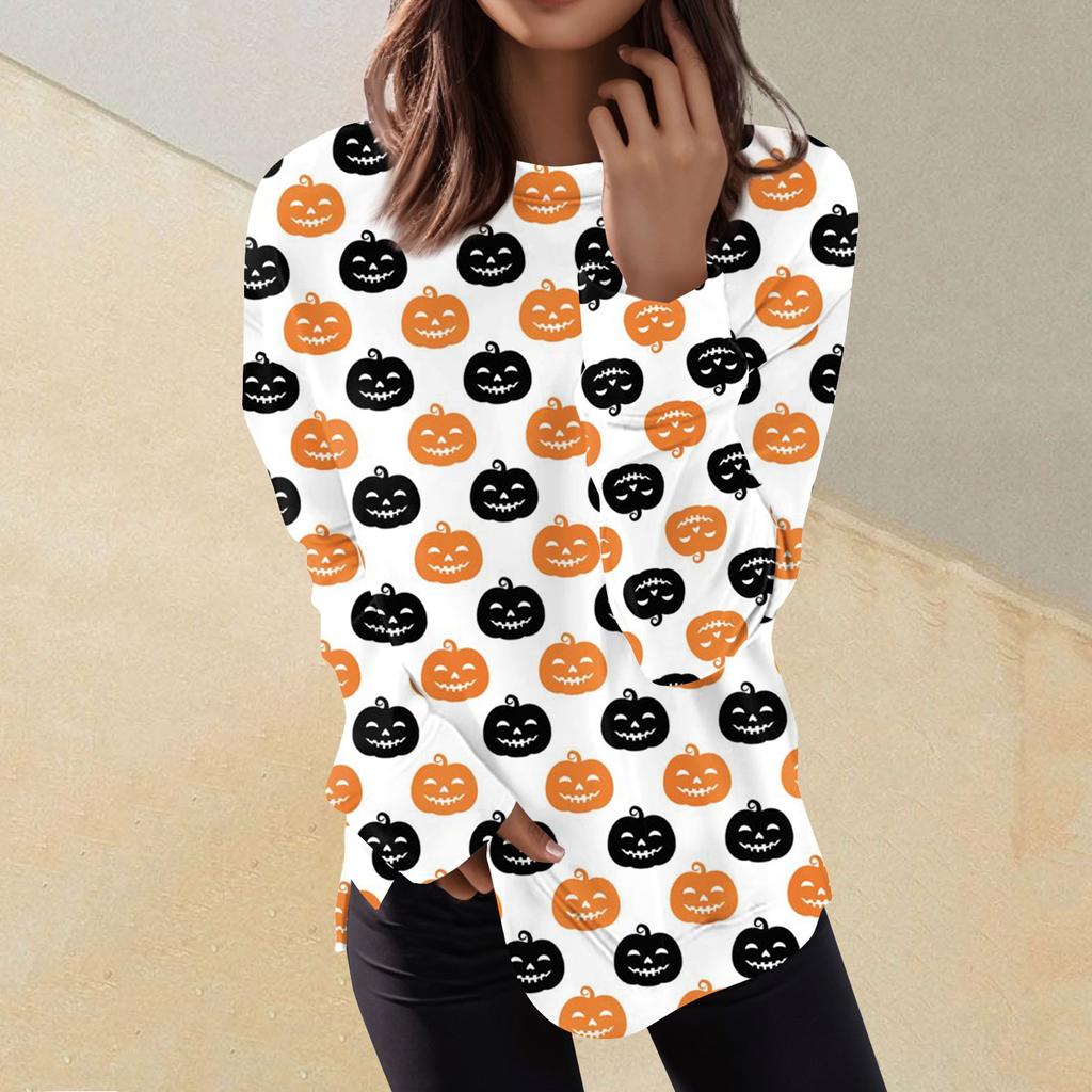 Женский повседневный модный пуловер с длинным рукавом и круглым вырезом с принтом