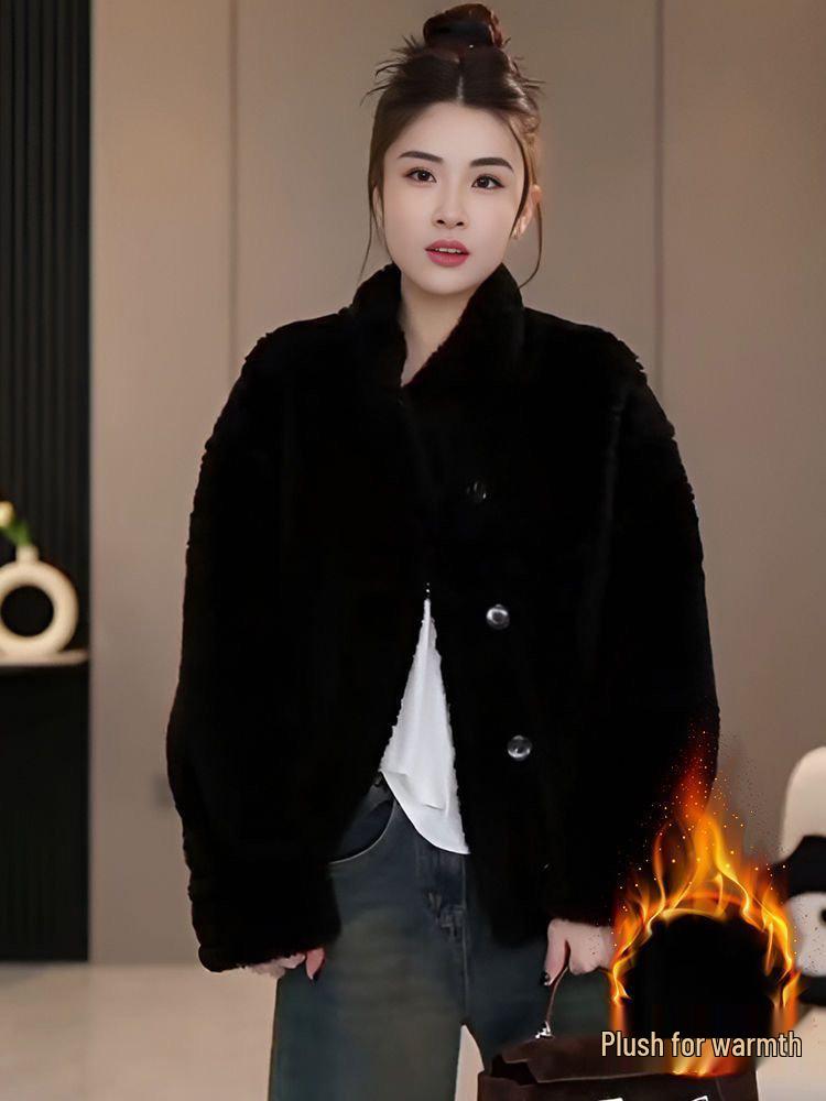 2024 Women's Reversible Leather & Fur Lambswool Coat – Fashionable Winter Jacket