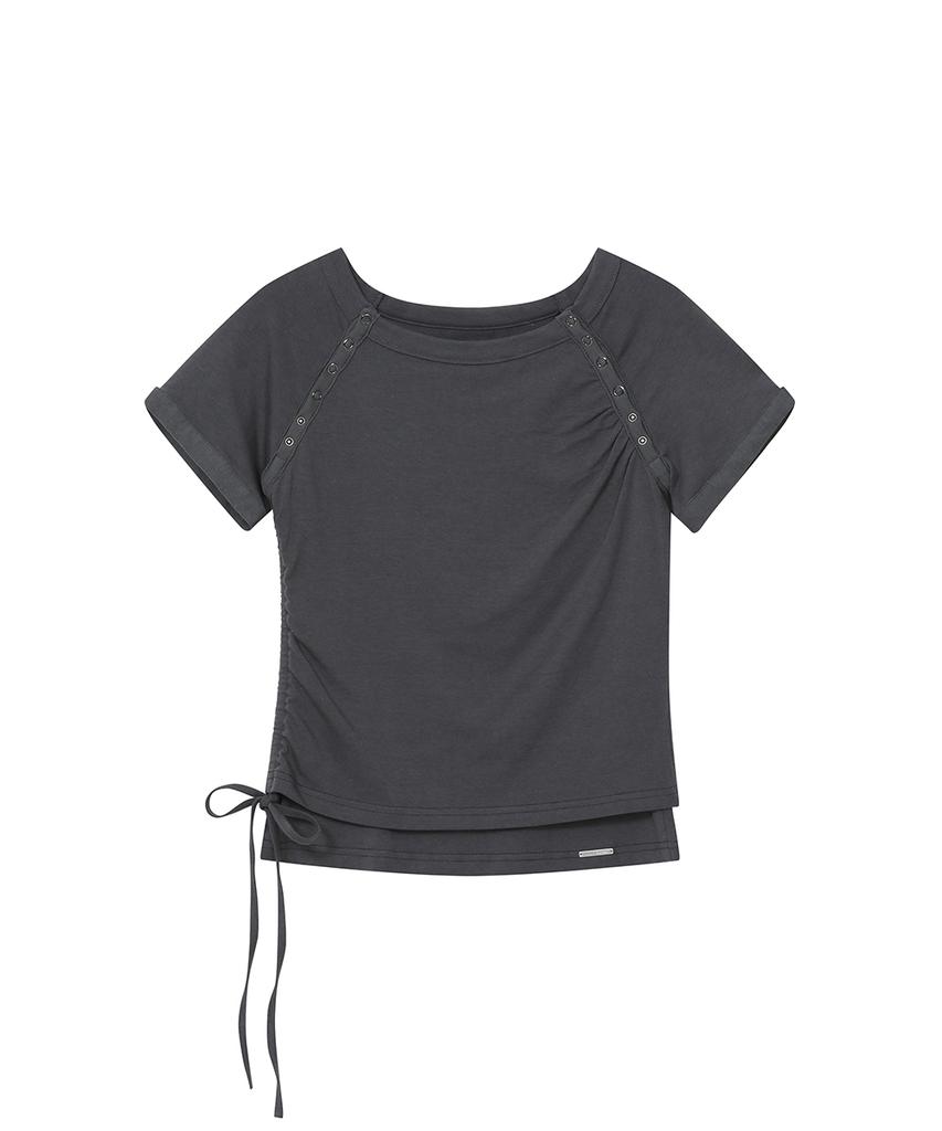 MISEKI SEOUL [Miseki Seoul X Yeomim] Snap Shirring Shortsleeve Charcoal