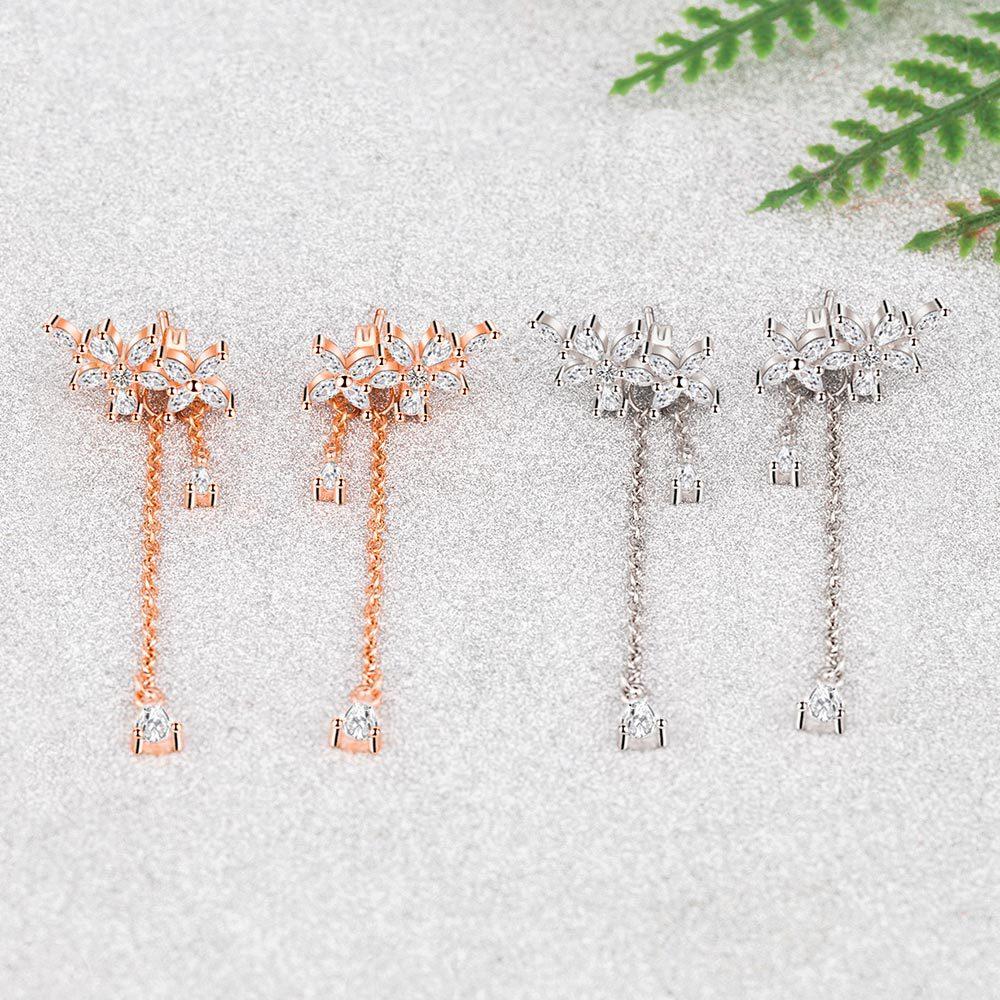 Корейский стиль Элегантные серьги-гвоздики средней длины с кисточками и пятью лепестками в виде цветка, японские аксессуары для девочек