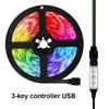 Светодиодная лента RGB 5050 Гибкая лента с диодом USB-кабель 3 клавиши управления DC 5 В Настольный экран ТВ фоновое освещение