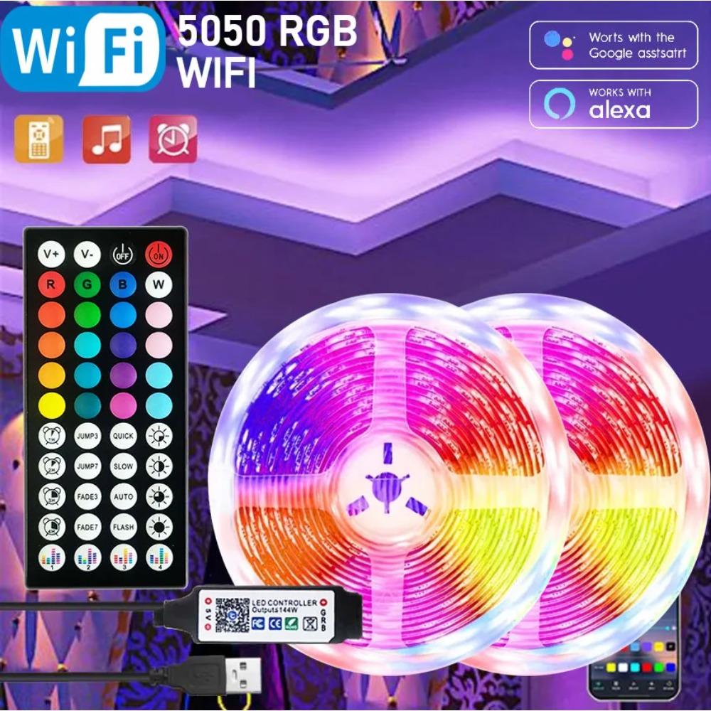 RGB Светодиодная лента 5м 10м 20м 30м Светодиодный свет для комнаты с управлением через приложение Гибкая лента Luces Led Лента для украшения комнаты спальни