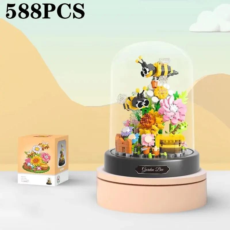 Частицы Creactive Mini с пылезащитным чехлом, игрушечные строительные блоки, пчела, бабочка, стрекоза, богомол, насекомое, серия настольных украшений