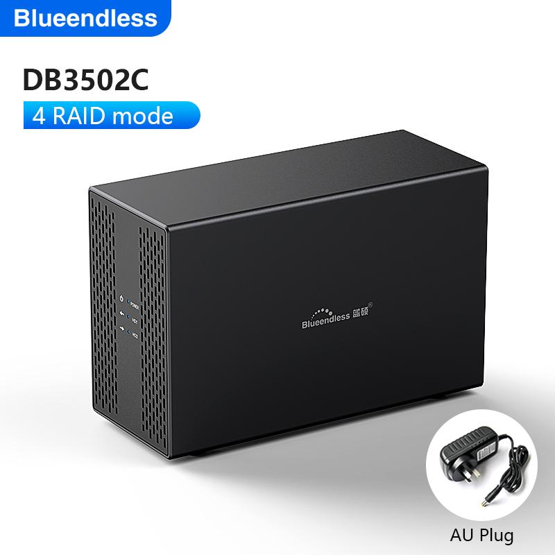 Blueendless Двухсекционный корпус с охлаждением для 3,5-дюймовых жестких дисков, внешний USB 3.0 Type C, корпус для двух HDD, корпус сервера SATA Array